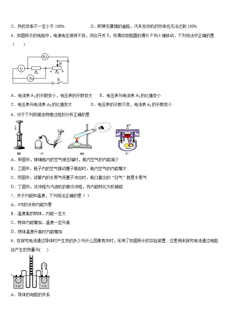 2023-2024学年山东省青州市吴井初级中学物理九年级第一学期期末质量跟踪监视试题含答案02