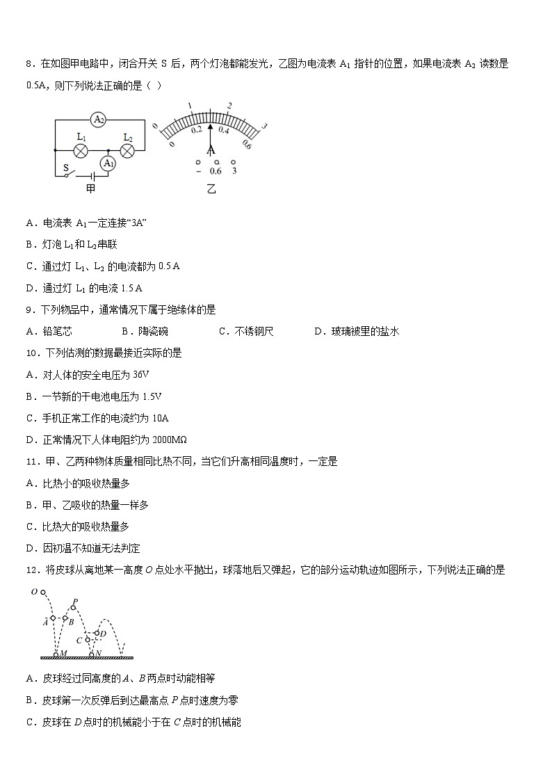 2023-2024学年山西省晋中学市太谷县物理九年级第一学期期末调研模拟试题含答案第3页