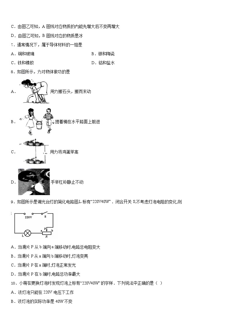 2023-2024学年广东省佛山南海区四校联考物理九年级第一学期期末检测试题含答案第3页