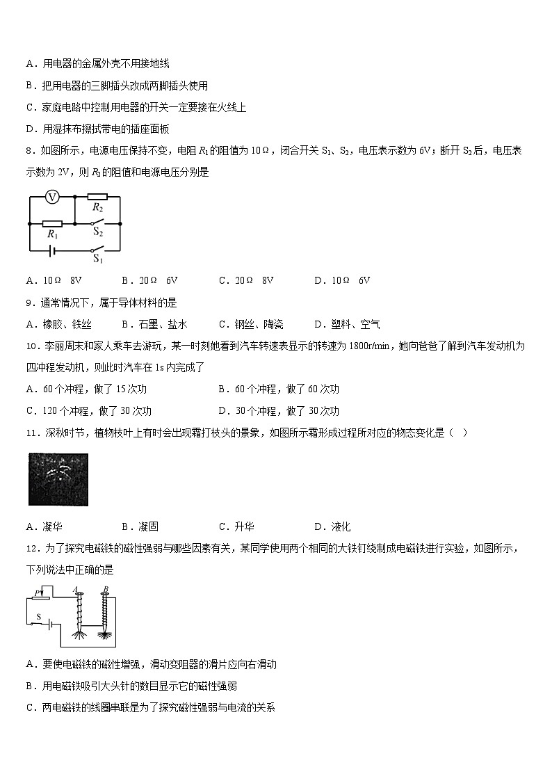 2023-2024学年广东省惠州市博罗县物理九上期末达标检测试题含答案第3页