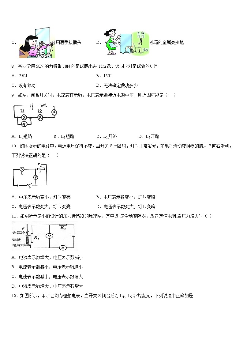 2023-2024学年广东省揭阳市揭阳岐山中学九年级物理第一学期期末考试试题含答案第3页