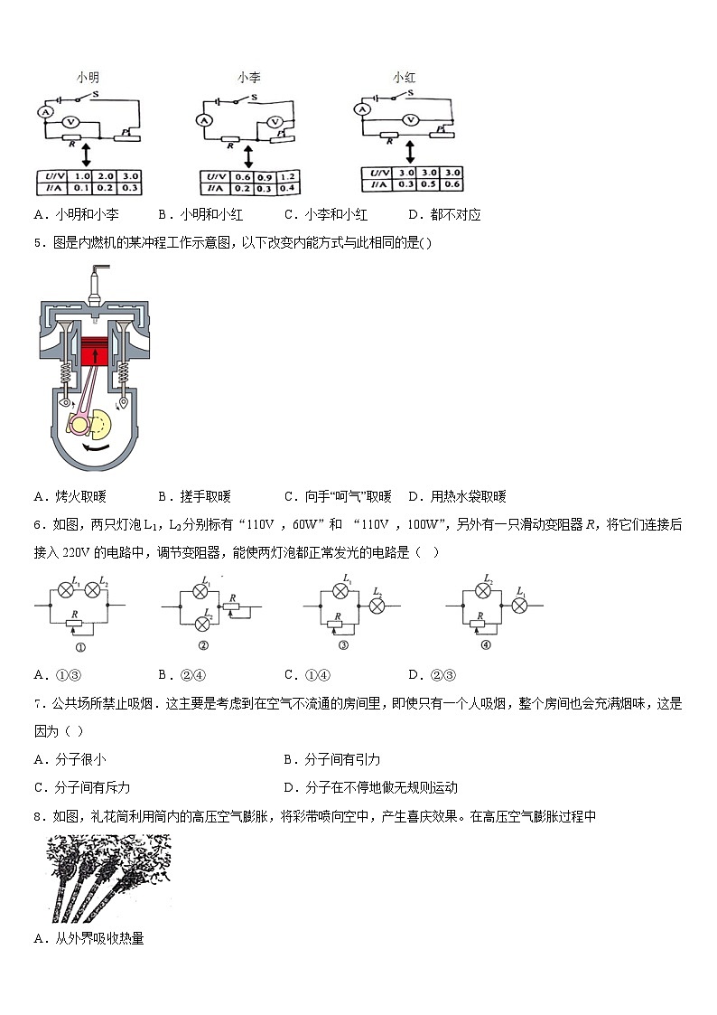 2023-2024学年山东省青岛开发区育才中学物理九上期末学业水平测试模拟试题含答案02