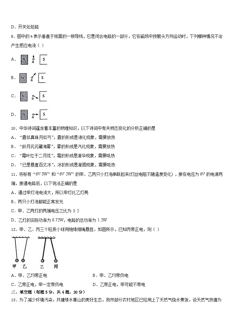 2023-2024学年广东省金平区六校联考九上物理期末质量检测试题含答案第3页
