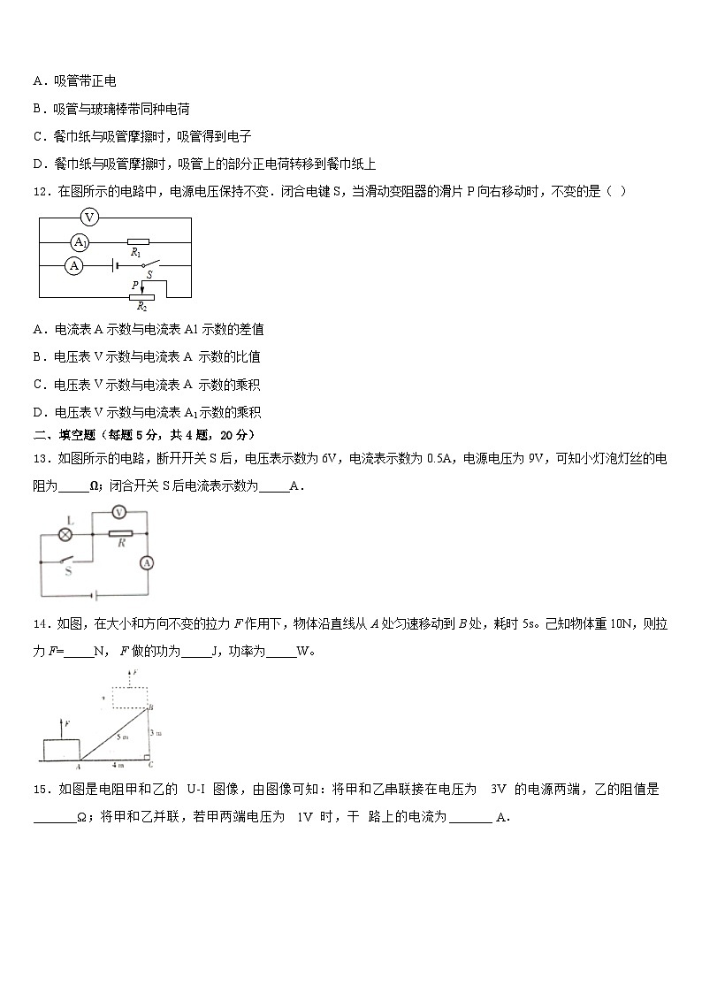 2023-2024学年广东省茂名电白区七校联考物理九上期末学业质量监测试题含答案03