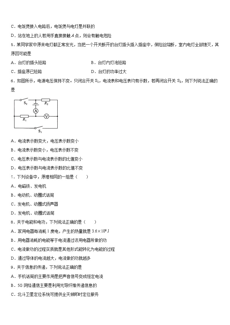 2023-2024学年广东省深圳市龙岗区德琳学校九年级物理第一学期期末检测试题含答案02