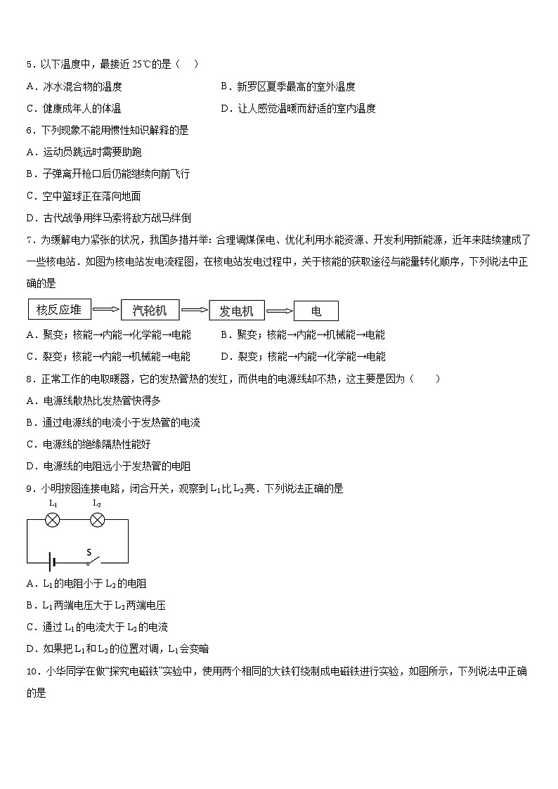 2023-2024学年广东省深圳市龙岗实验中学九年级物理第一学期期末综合测试试题含答案第2页