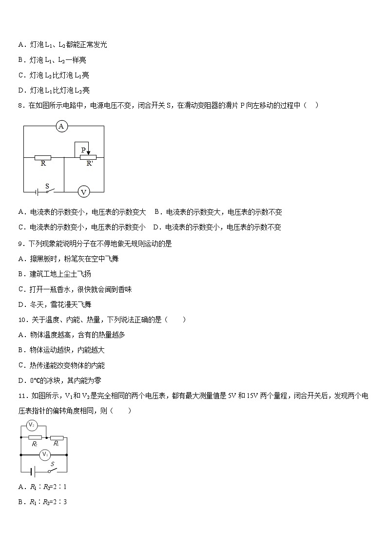 2023-2024学年广东省阳江市实验中学物理九上期末达标检测试题含答案03