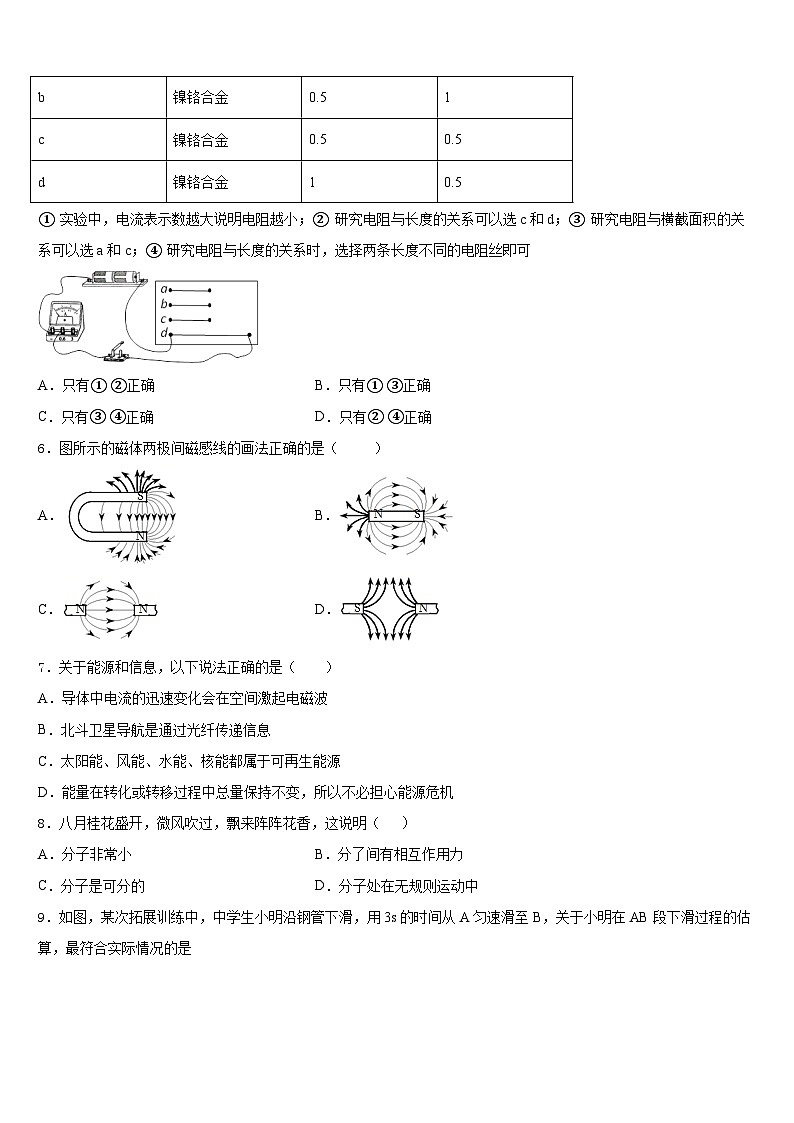 2023-2024学年广东省珠海市名校九年级物理第一学期期末监测模拟试题含答案02