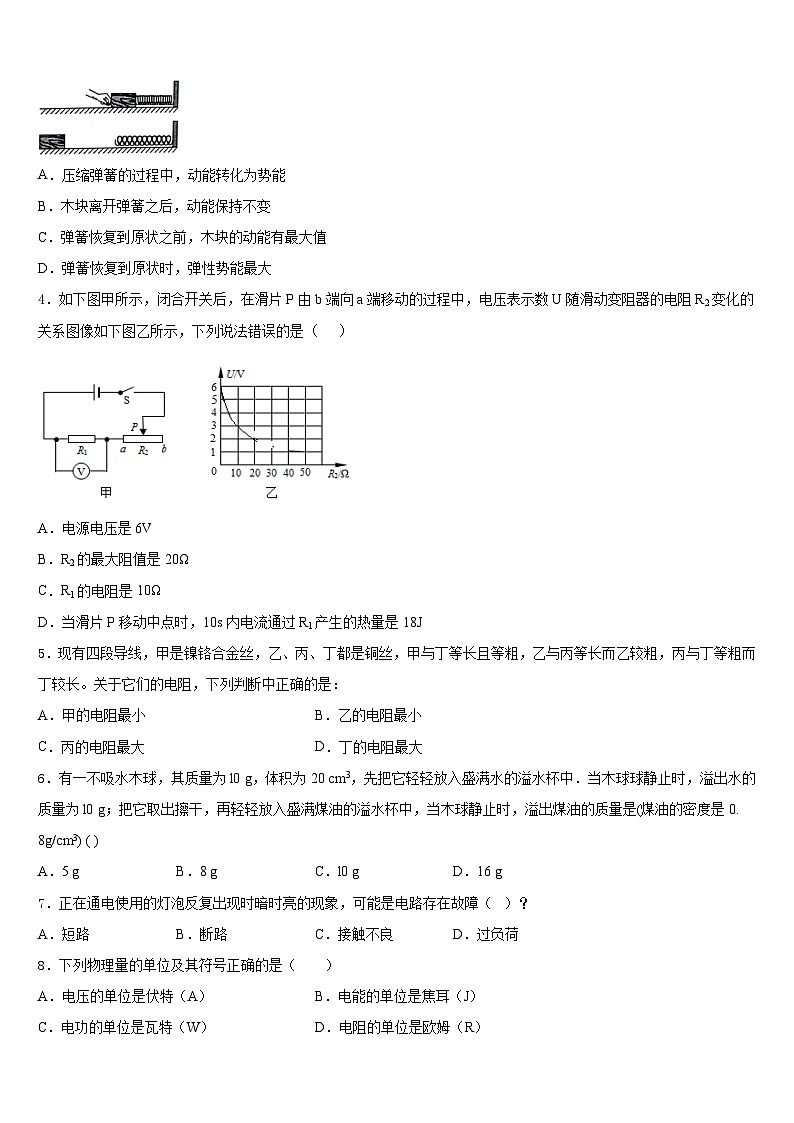 2023-2024学年广东省湛江市三校联考九年级物理第一学期期末教学质量检测模拟试题含答案02