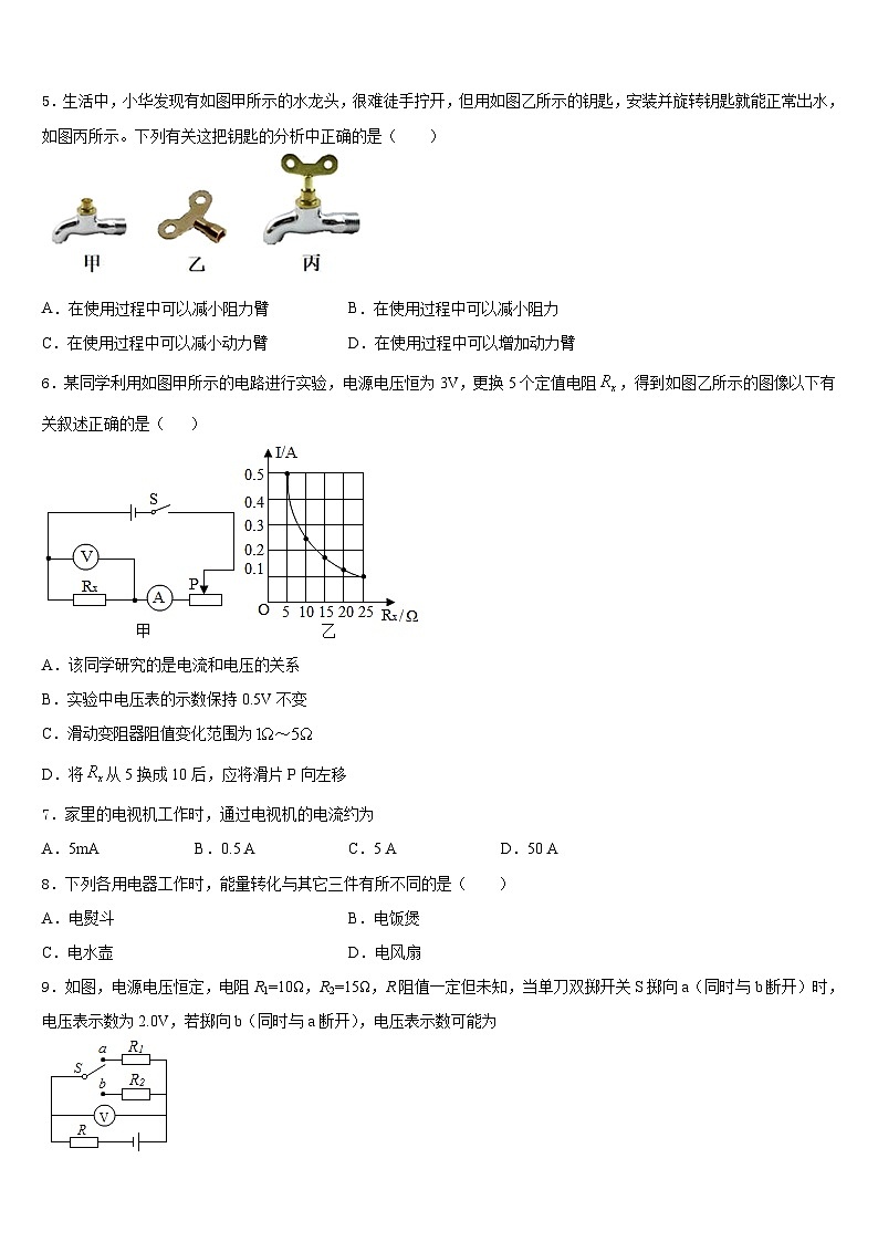 2023-2024学年广东省湛江雷州市九年级物理第一学期期末综合测试模拟试题含答案第2页