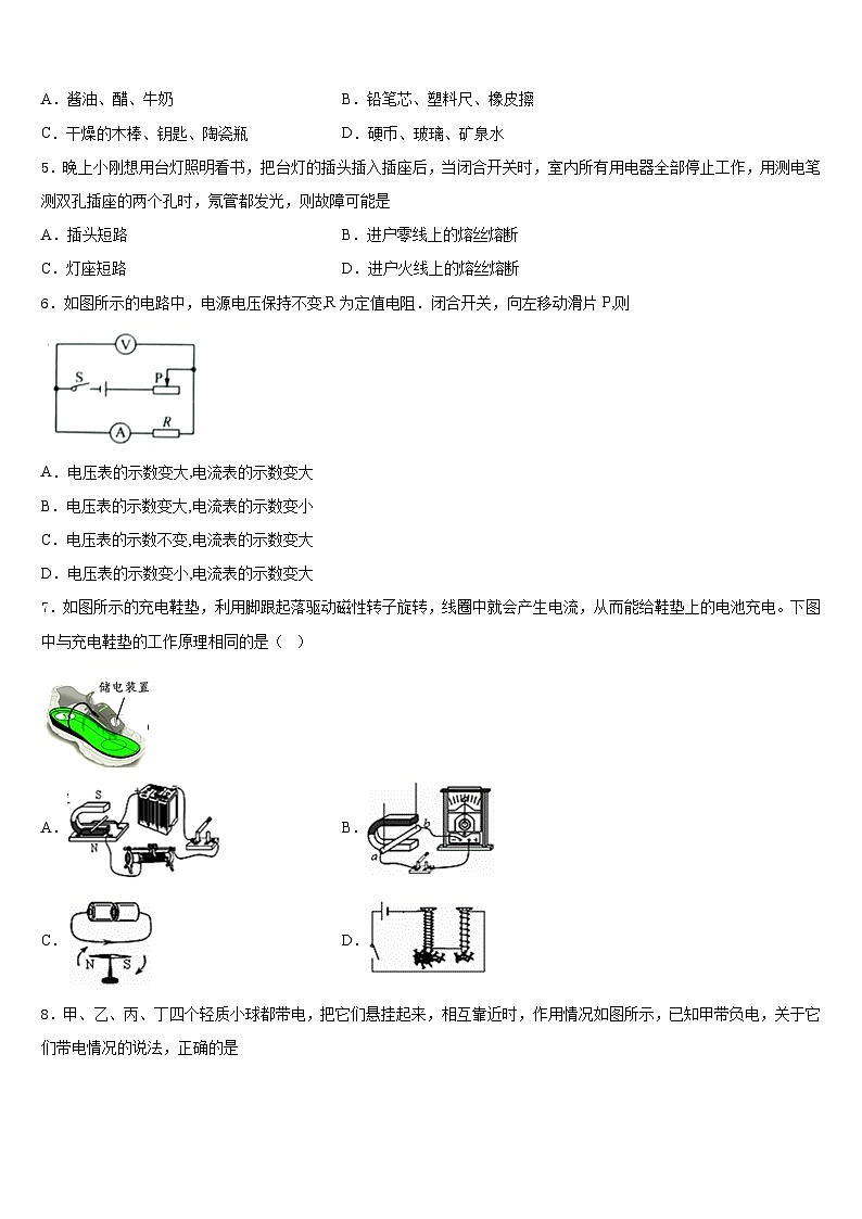 2023-2024学年广东省珠海市香洲区前山中学九年级物理第一学期期末统考模拟试题含答案02