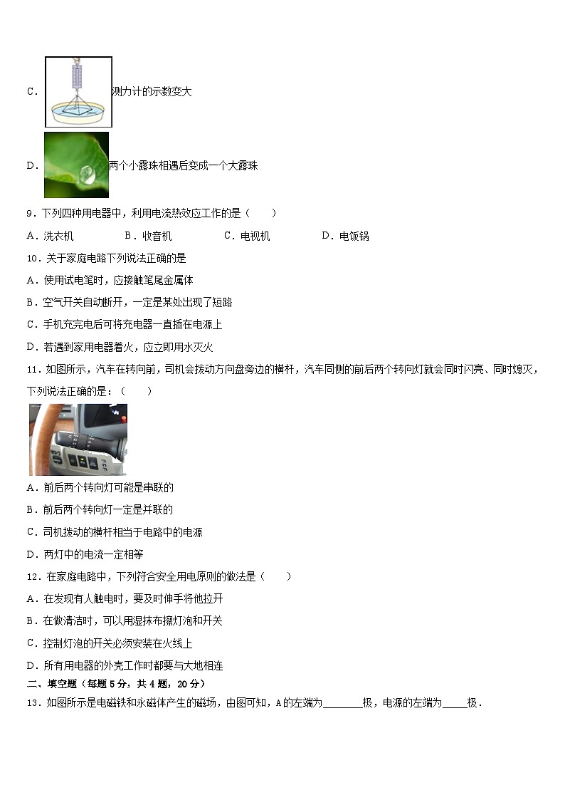 2023-2024学年广西桂林市全州县物理九上期末达标检测试题含答案第3页