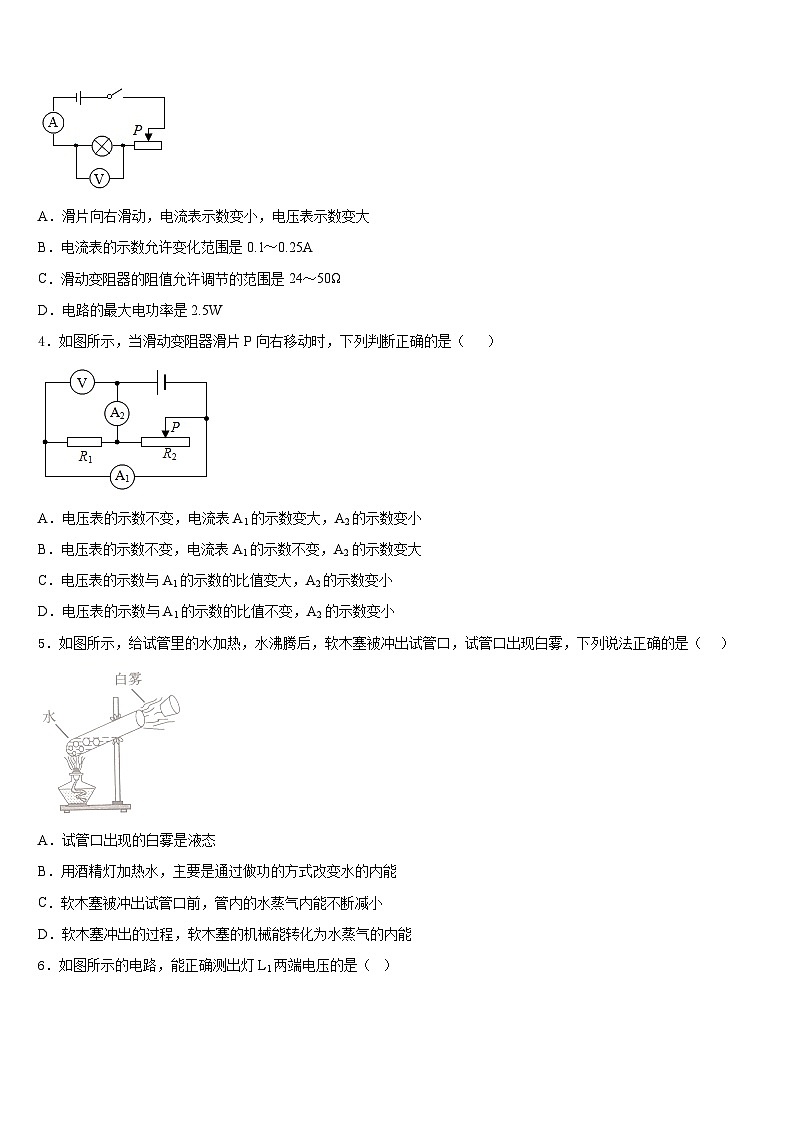 2023-2024学年广西来宾武宣县物理九年级第一学期期末质量跟踪监视试题含答案02