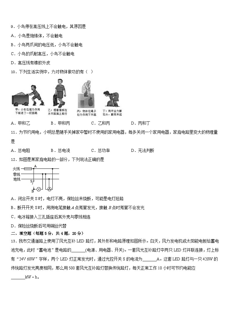 2023-2024学年广州市东环中学物理九上期末综合测试模拟试题含答案03
