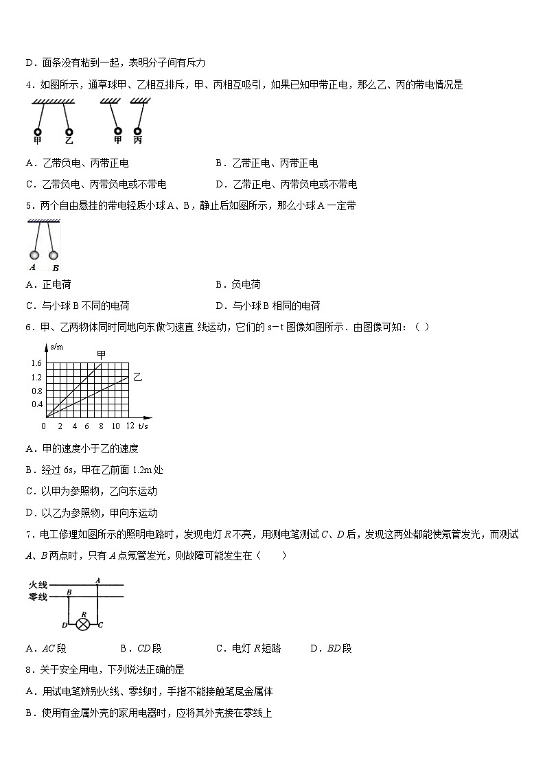 2023-2024学年广州大附属中学九上物理期末联考模拟试题含答案02
