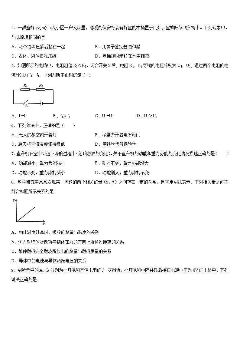 2023-2024学年广西百色市德保县九上物理期末达标检测模拟试题含答案第2页