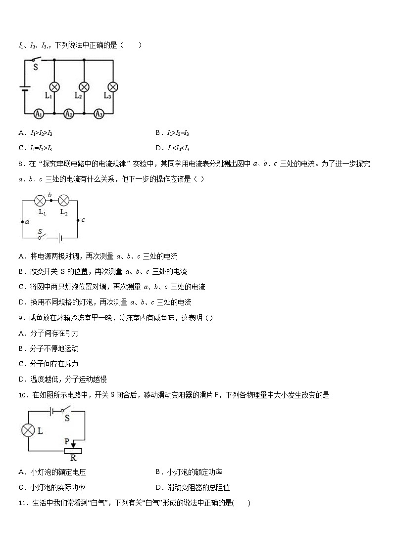 2023-2024学年广西防城港市上思县九上物理期末学业质量监测模拟试题含答案03