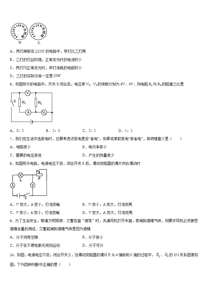 2023-2024学年新乡市重点中学九年级物理第一学期期末复习检测试题含答案第2页