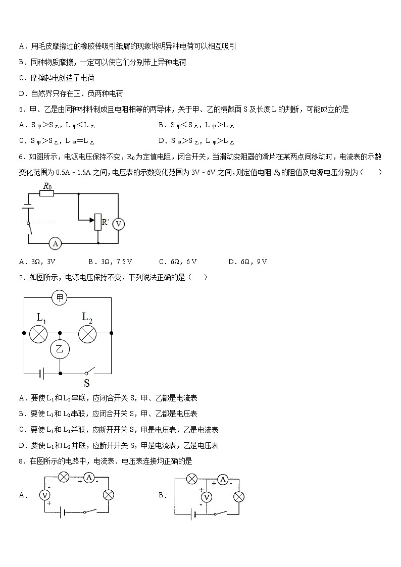 2023-2024学年广东省湛江市九上物理期末学业水平测试模拟试题含答案02
