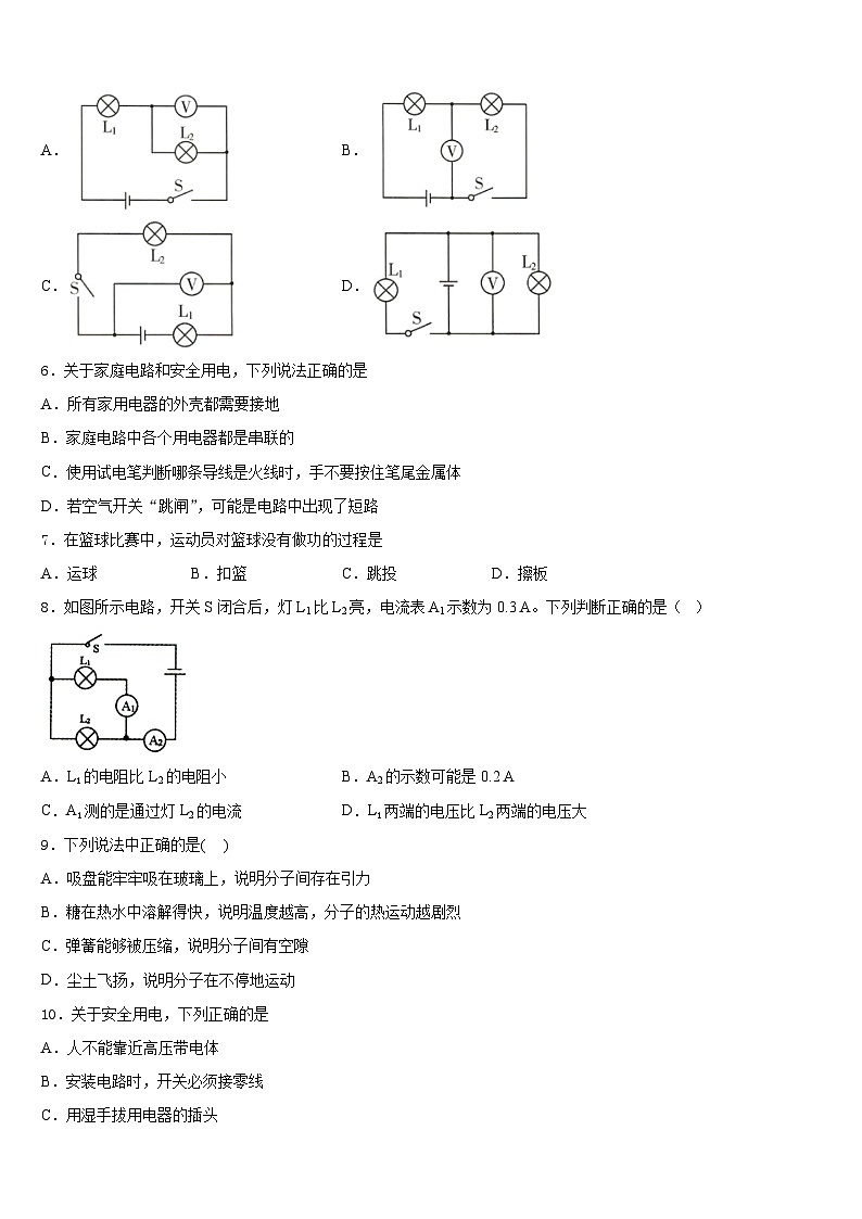 2023-2024学年江苏省南京溧水区九年级物理第一学期期末检测试题含答案第2页