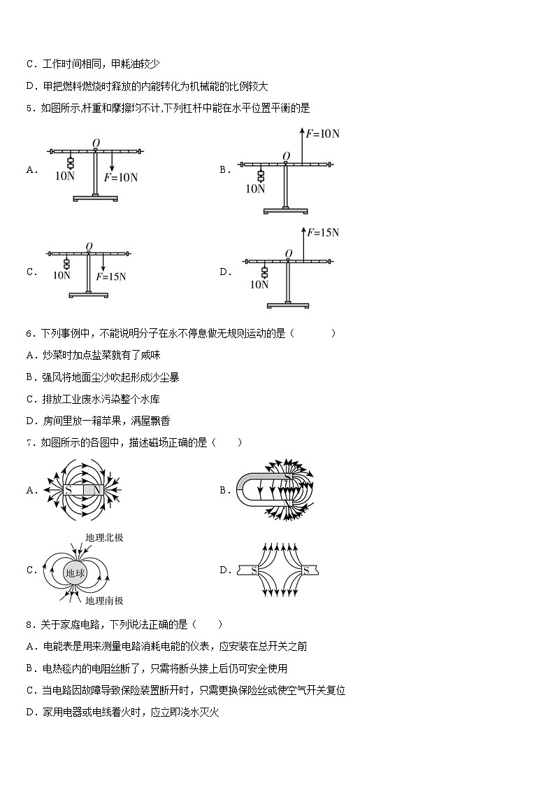 2023-2024学年江苏省南京市溧水区五校九上物理期末统考模拟试题含答案02