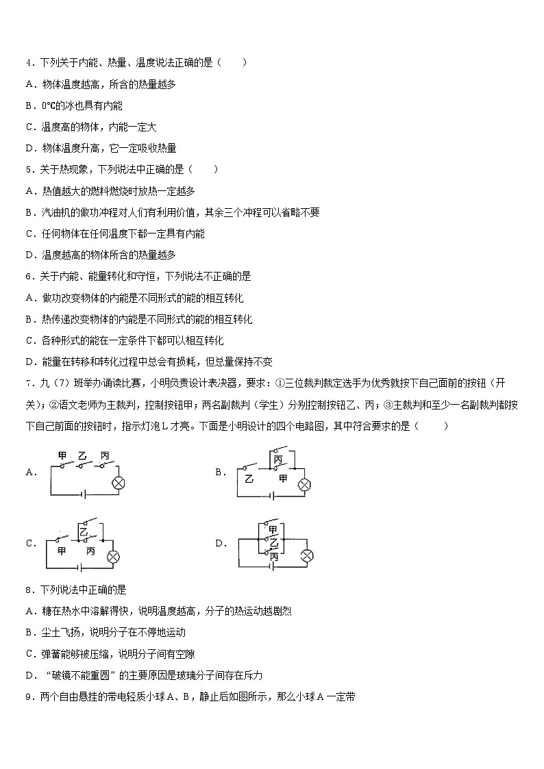 2023-2024学年江苏省南京市六校九年级物理第一学期期末复习检测模拟试题含答案第2页