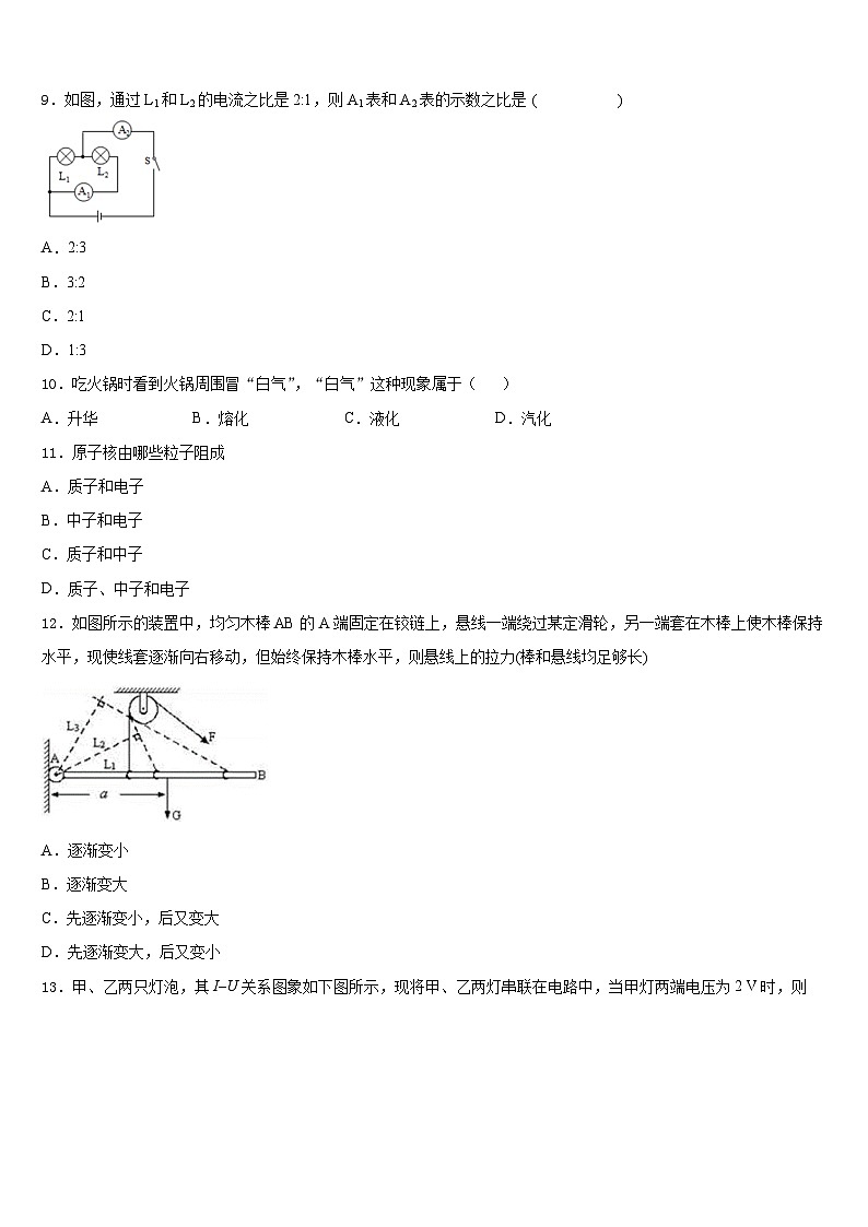 2023-2024学年江苏省扬州市江都区邵樊片物理九年级第一学期期末经典模拟试题含答案第3页