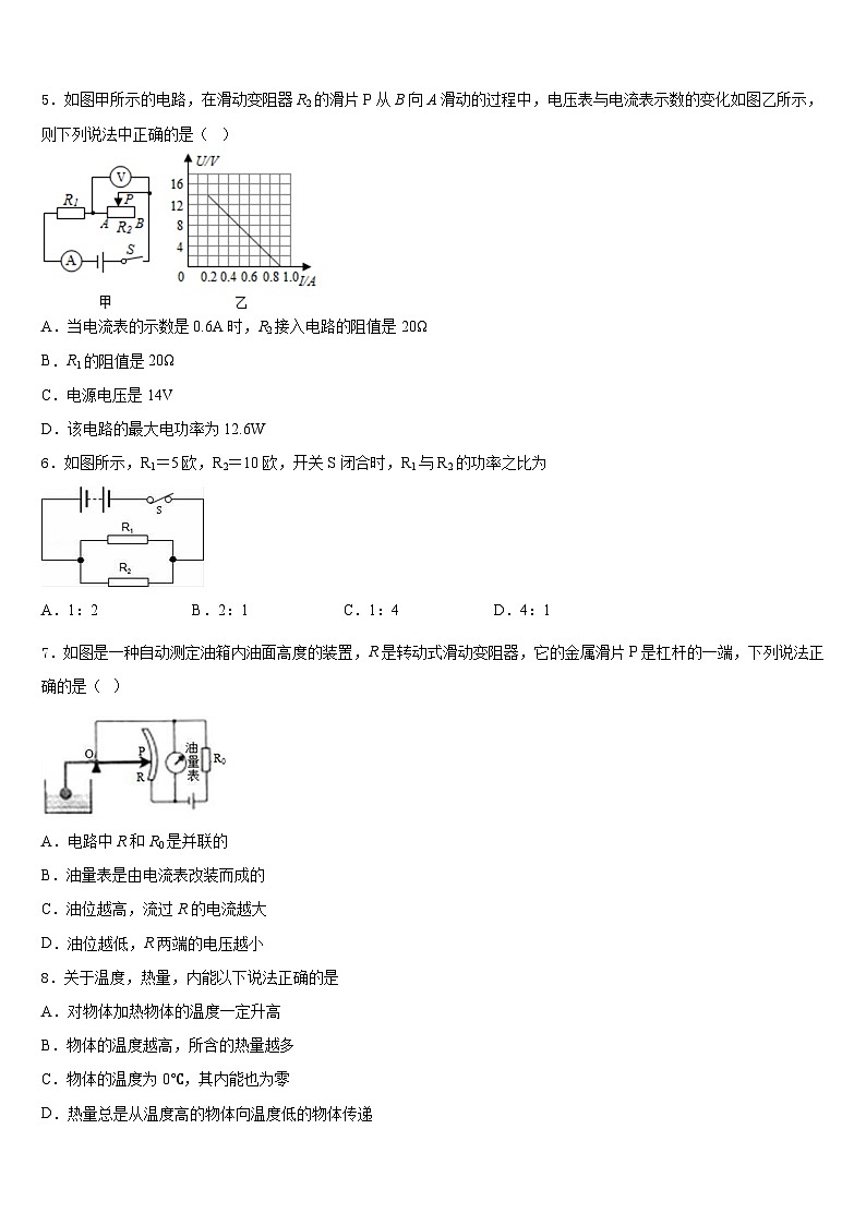 2023-2024学年江苏省扬州市枣林湾学校九上物理期末综合测试模拟试题含答案02