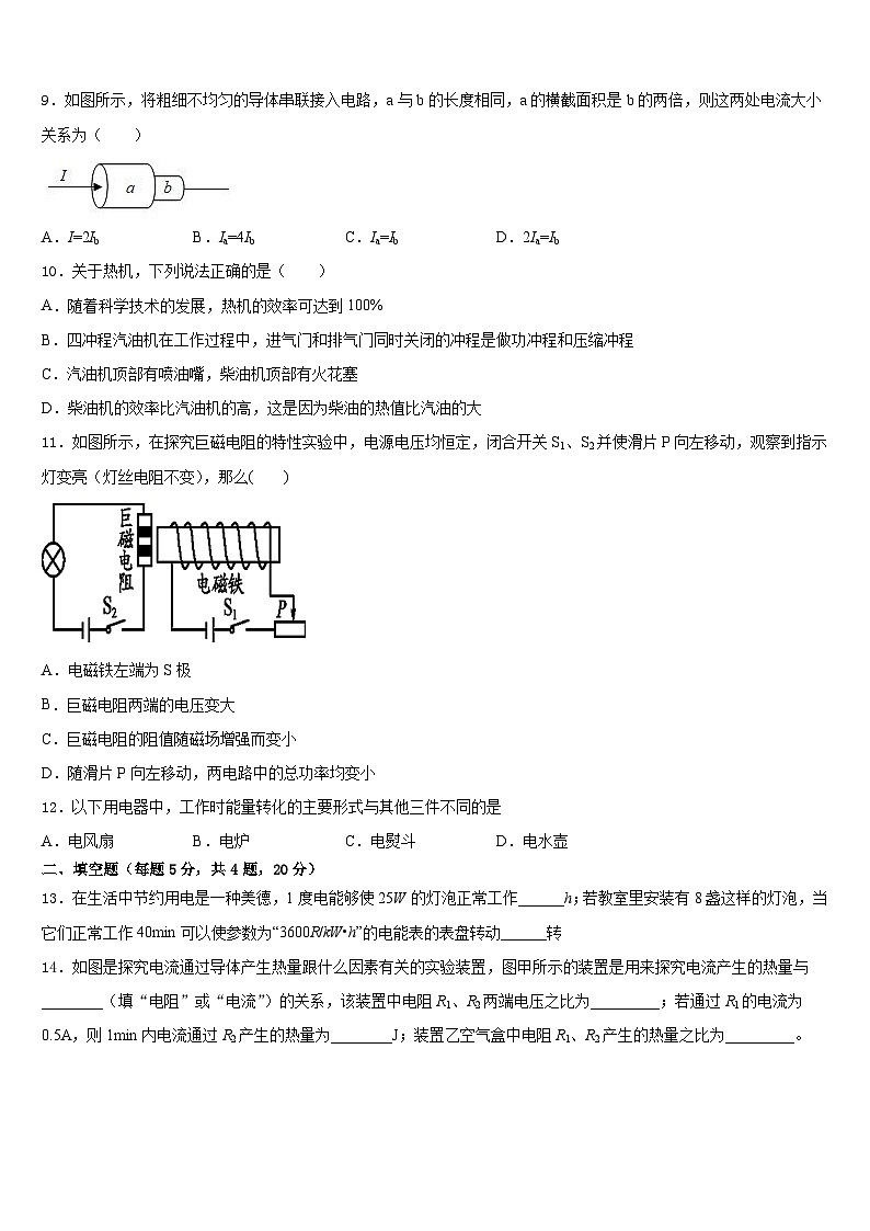 2023-2024学年江苏省扬州市枣林湾学校九上物理期末综合测试模拟试题含答案03