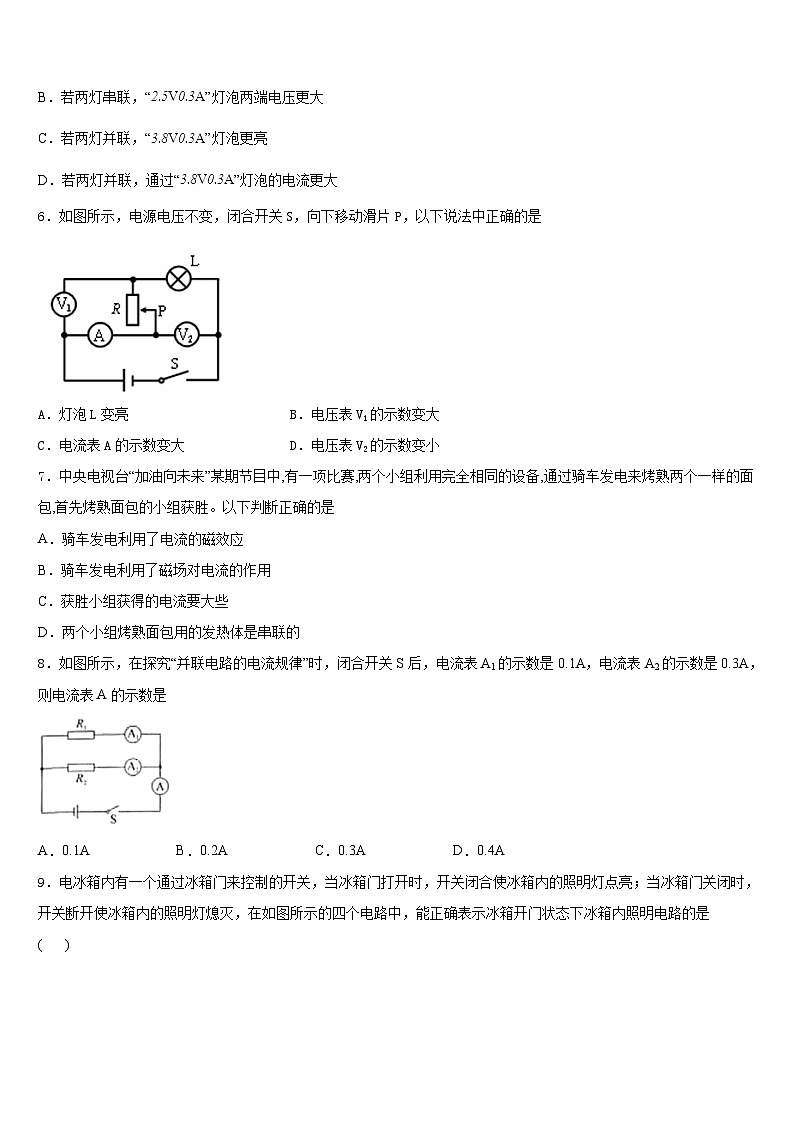 2023-2024学年江苏省扬州市教院九上物理期末监测模拟试题含答案02
