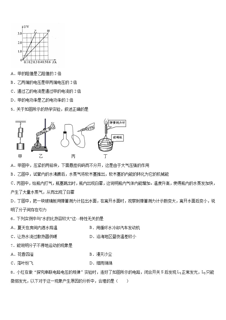 2023-2024学年江苏省徐州市部分学校九年级物理第一学期期末教学质量检测模拟试题含答案02