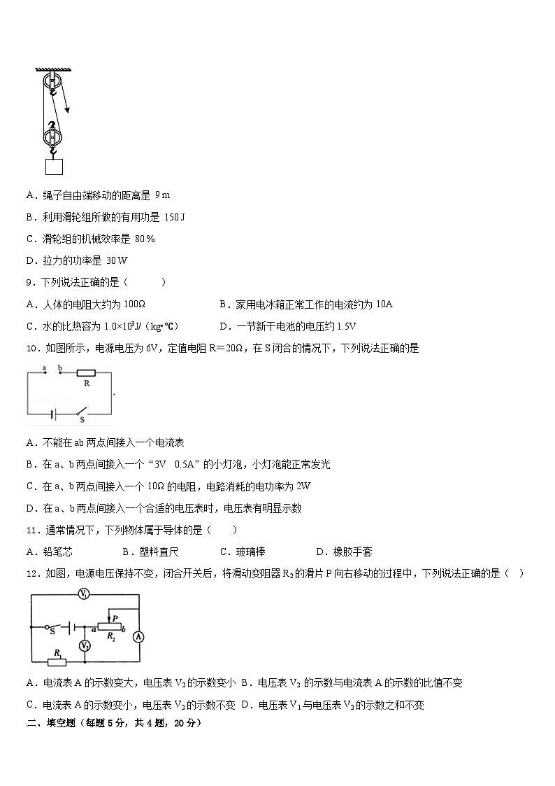 2023-2024学年江苏省常州市溧阳市九年级物理第一学期期末学业水平测试模拟试题含答案03