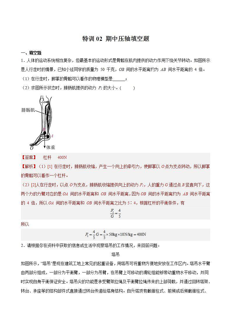特训02 期中压轴填空题（解析版）第1页