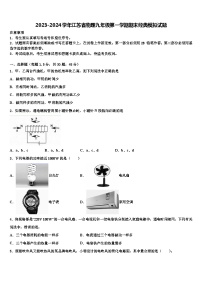 2023-2024学年江苏省物理九年级第一学期期末经典模拟试题