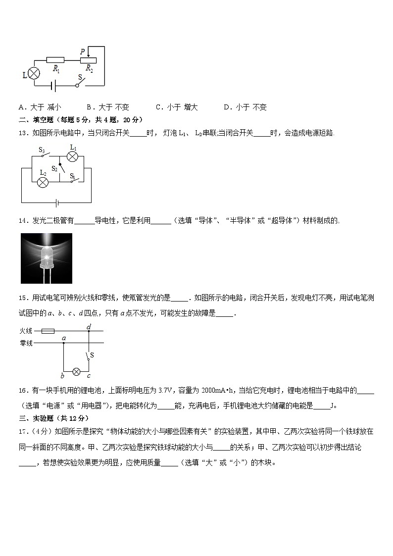 2023-2024学年江苏省泰州市泰兴市长生中学物理九年级第一学期期末监测模拟试题含答案第3页