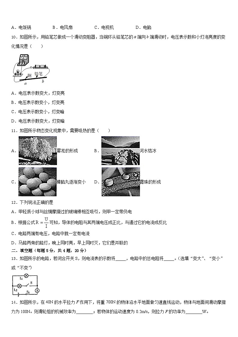 2023-2024学年江苏省泰州市高港实验学校物理九年级第一学期期末教学质量检测模拟试题含答案03