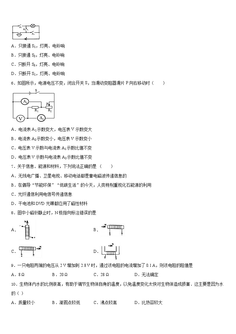 2023-2024学年江苏省溧水县九上物理期末检测模拟试题含答案02