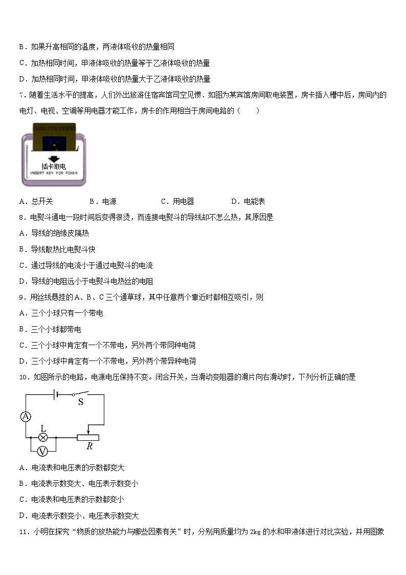 2023-2024学年江苏省盐城市东台实验中学物理九上期末综合测试模拟试题含答案第3页