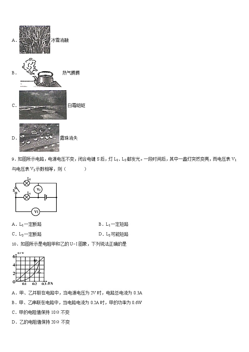 2023-2024学年江苏省盐城市大丰区沈灶中学物理九年级第一学期期末考试试题含答案03