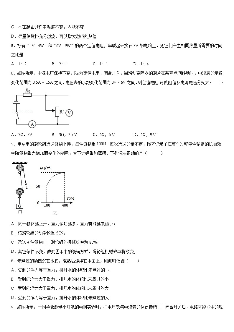 2023-2024学年江苏省连云港外国语学校九年级物理第一学期期末复习检测试题含答案第2页