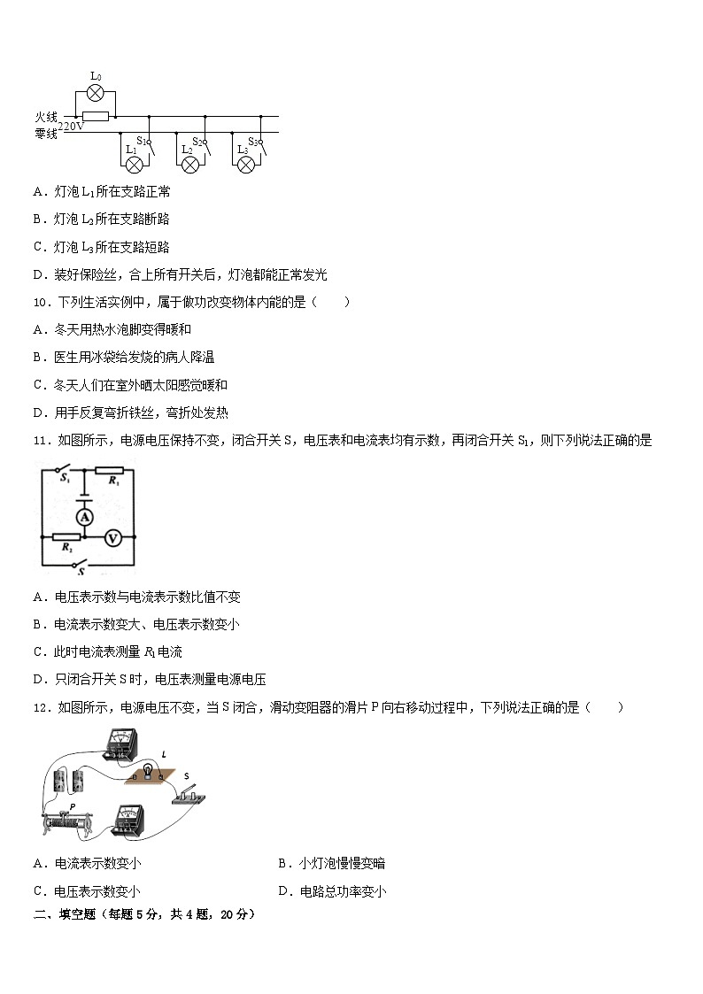 2023-2024学年江苏省连云港市新海实验中学物理九年级第一学期期末复习检测模拟试题含答案03