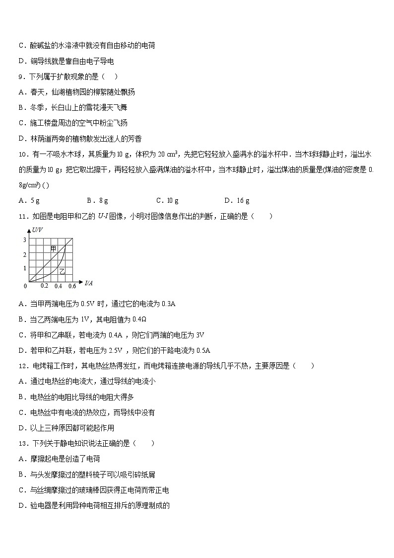 2023-2024学年江苏省苏州市市辖区物理九上期末检测试题含答案第3页