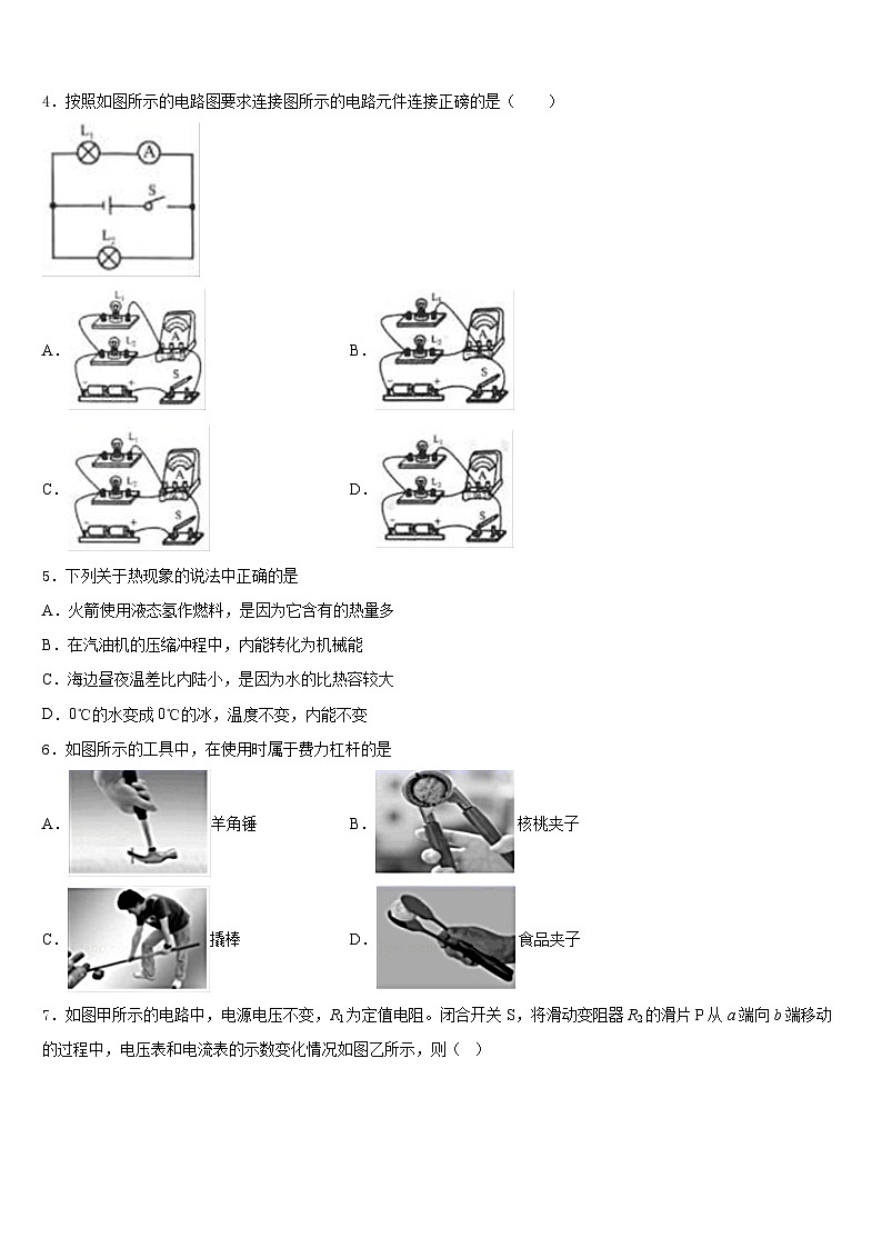 2023-2024学年江苏省镇江市东部教育集团九上物理期末学业水平测试试题含答案02