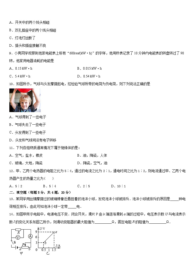 2023-2024学年河北省临城县九年级物理第一学期期末考试试题含答案第3页