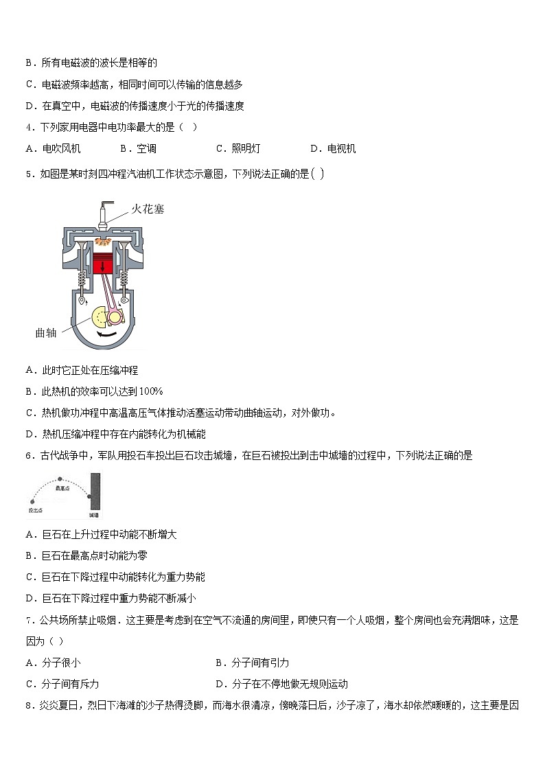 2023-2024学年河北省衡水中学物理九上期末质量跟踪监视模拟试题含答案02
