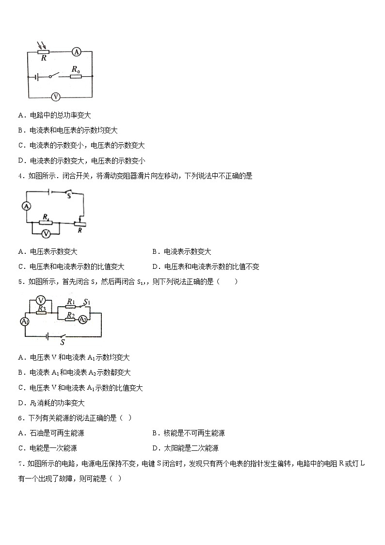 2023-2024学年河北省滦南县物理九上期末联考试题含答案02
