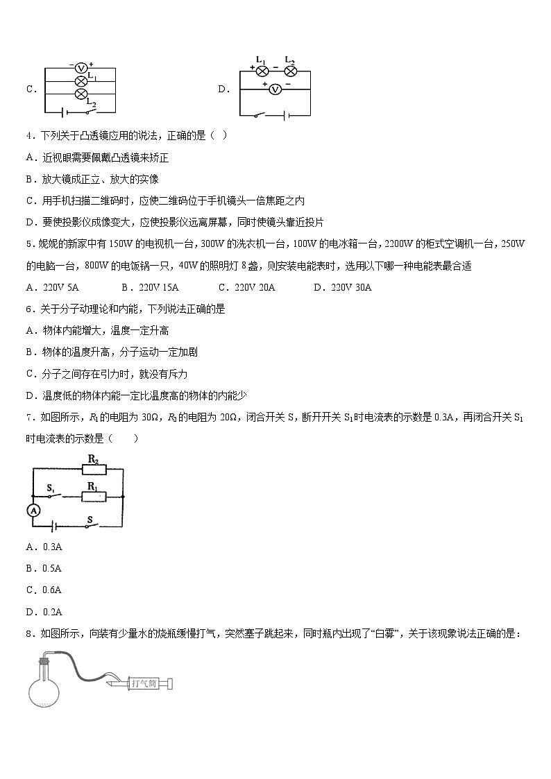 2023-2024学年河北省邢台市临西县物理九年级第一学期期末达标检测模拟试题含答案02