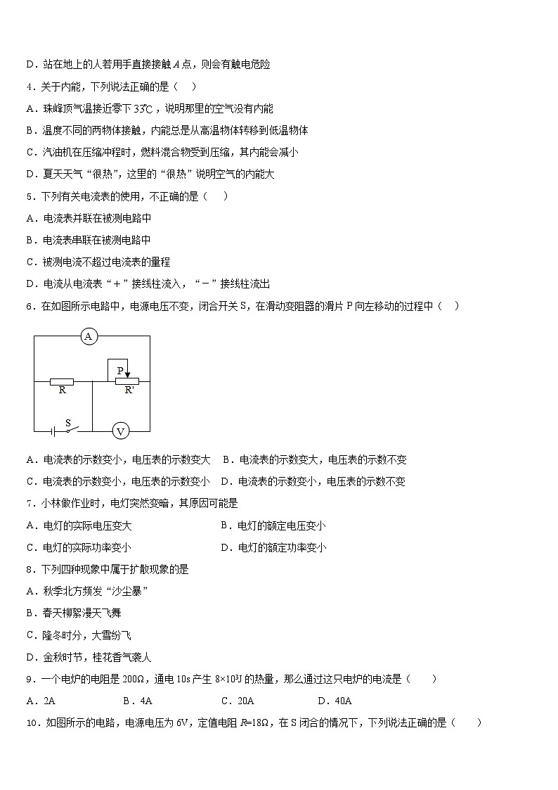 2023-2024学年河北省邢台市宁晋县东城实验中学物理九年级第一学期期末调研模拟试题含答案第2页