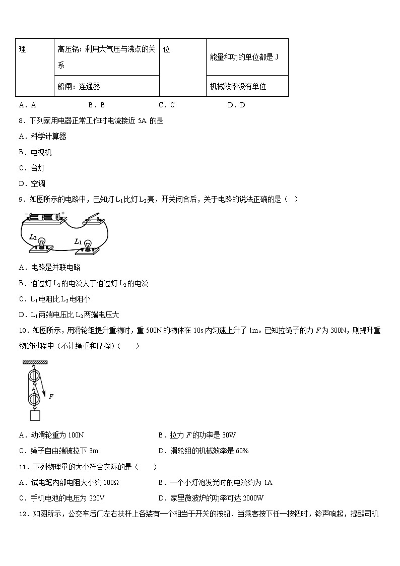 2023-2024学年河北省邢台市名校九年级物理第一学期期末复习检测试题含答案03