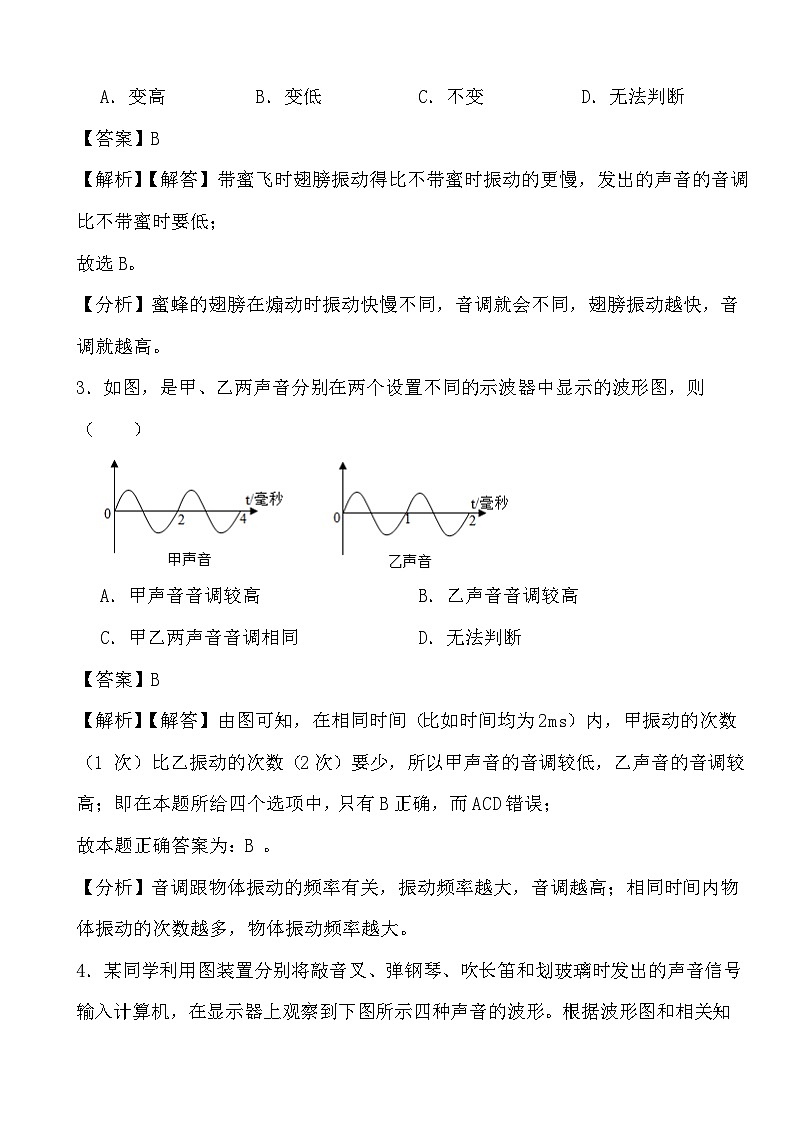 2024年物理中考专题：音调及其影响因素(解析)第2页
